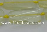 CTW455 20*38mm faceted & twisted rectangle lemon quartz beads