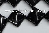 CTW46 15.5 inches 15*15mm twisted diamond black agate beads