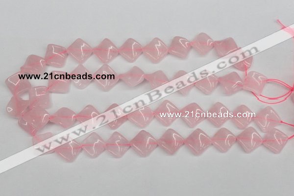 CTW48 15.5 inches 15*15mm twisted diamond rose quartz beads