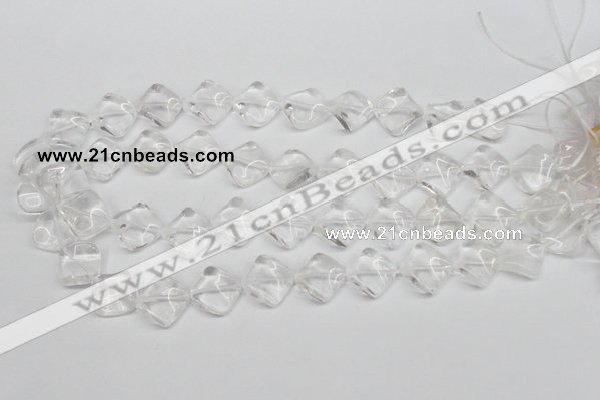 CTW49 15.5 inches 15*15mm twisted diamond white crystal beads