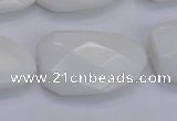 CTW507 15.5 inches 20*30mm faceted & twisted white porcelain beads