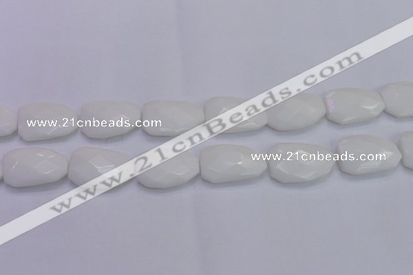 CTW507 15.5 inches 20*30mm faceted & twisted white porcelain beads