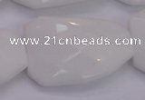 CTW515 15.5 inches 30*40mm faceted & twisted white porcelain beads