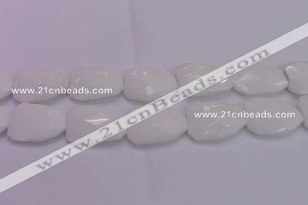 CTW515 15.5 inches 30*40mm faceted & twisted white porcelain beads