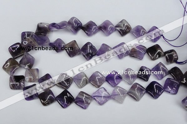 CTW56 15.5 inches 15*15mm twisted diamond amethyst gemstone beads