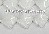 CTW57 15.5 inches 15*15mm twisted diamond white agate beads