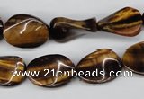 CTW63 15.5 inches 13*18mm twisted oval yellow tiger eye beads