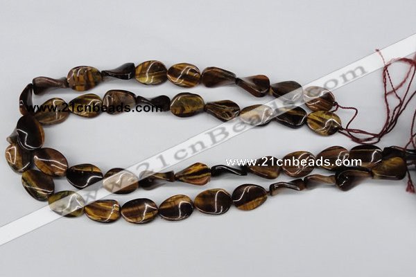 CTW63 15.5 inches 13*18mm twisted oval yellow tiger eye beads