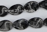 CTW64 15.5 inches 13*18mm twisted oval black labradorite beads