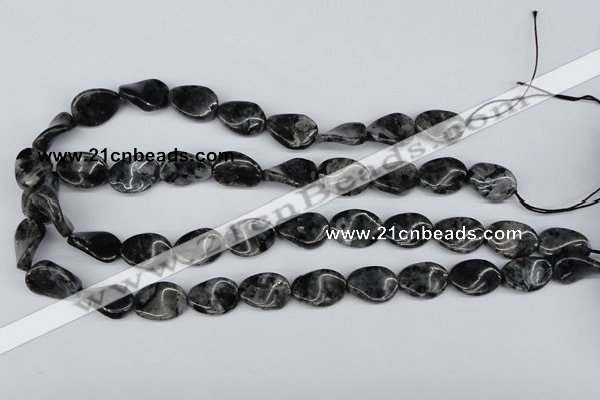 CTW64 15.5 inches 13*18mm twisted oval black labradorite beads