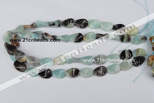 CTW65 15.5 inches 13*18mm twisted oval amazonite gemstone beads