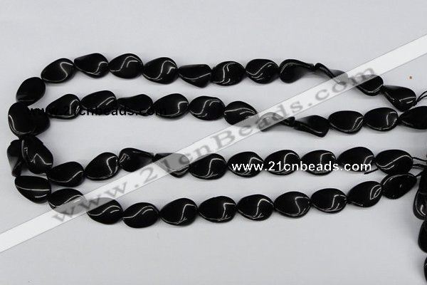 CTW66 15.5 inches 13*18mm twisted oval black agate beads