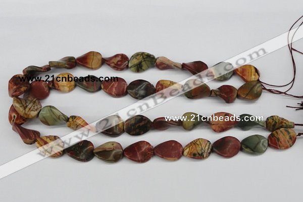 CTW71 15.5 inches 15*20mm twisted oval picasso jasper beads