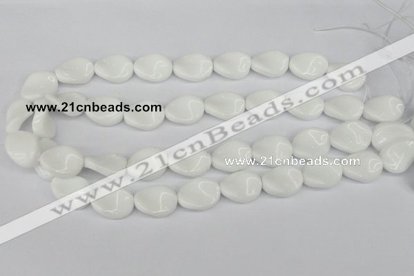 CTW76 15.5 inches 15*20mm twisted oval white agate gemstone beads