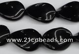 CTW77 15.5 inches 15*20mm twisted oval black agate gemstone beads