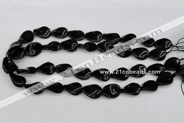 CTW77 15.5 inches 15*20mm twisted oval black agate gemstone beads