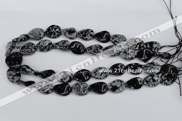 CTW78 15.5 inches 15*20mm twisted oval snowflake obsidian beads
