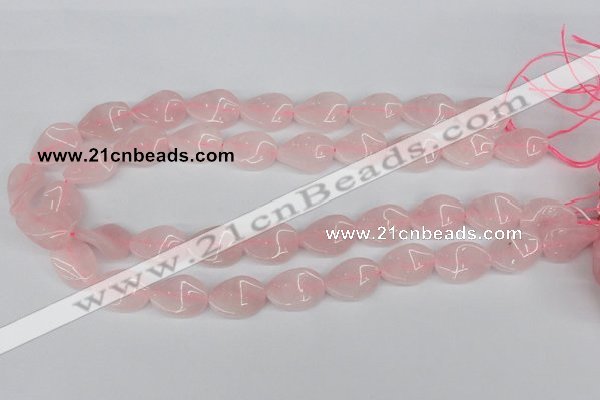 CTW80 15.5 inches 15*20mm twisted oval rose quartz beads