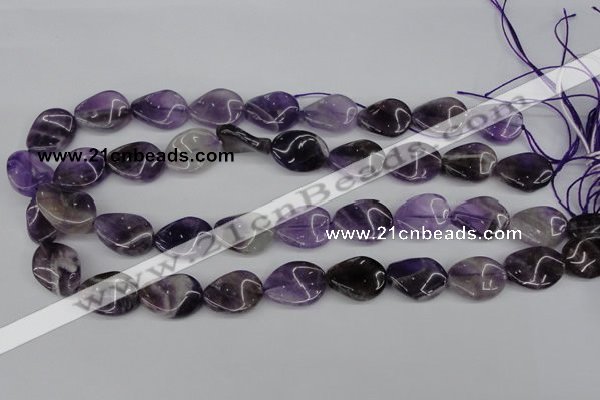 CTW83 15.5 inches 15*20mm twisted oval amethyst gemstone beads