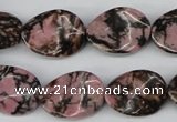 CTW84 15.5 inches 15*20mm twisted oval rhodonite gemstone beads