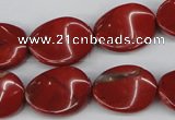 CTW85 15.5 inches 15*20mm twisted oval red jasper gemstone beads