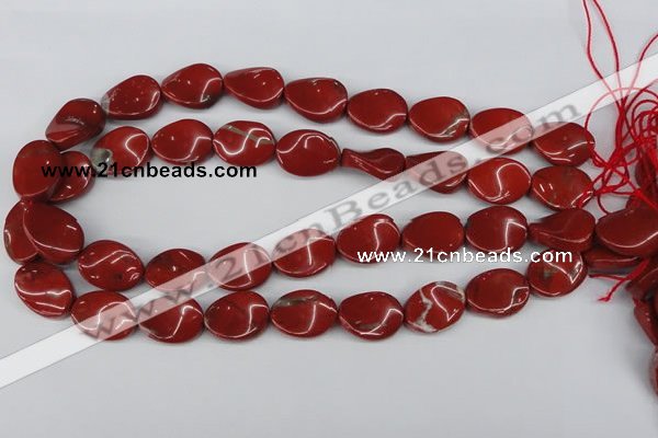 CTW85 15.5 inches 15*20mm twisted oval red jasper gemstone beads