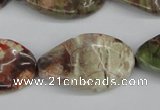 CTW93 15.5 inches 18*30mm twisted oval rainforest agate gemstone beads