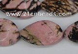 CTW95 15.5 inches 18*30mm twisted oval rhodonite gemstone beads