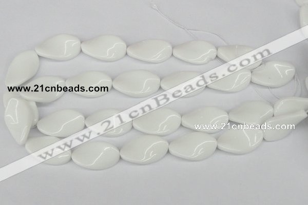 CTW99 15.5 inches 18*30mm twisted oval white agate gemstone beads