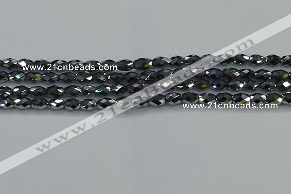 CTZ647 15.5 inches 6*9mm faceted rice terahertz beads wholesale