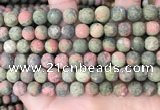 CUG192 15.5 inches 8mm round matte unakite beads wholesale