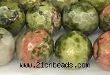 CUG195 15 inches 6mm faceted round unakite beads wholesale