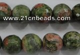 CUG303 15.5 inches 10mm faceted round unakite gemstone beads