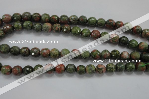 CUG303 15.5 inches 10mm faceted round unakite gemstone beads