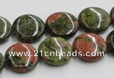 CUG50 16 inches 15mm flat round natural unakite gemstone beads wholesale