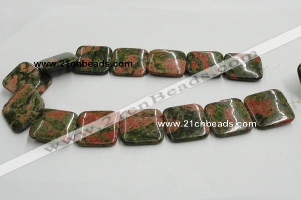 CUG51 16 inches 30*30mm square natural unakite gemstone beads wholesale