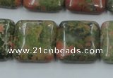 CUG60 16 inches 20*20mm square natural unakite gemstone beads wholesale