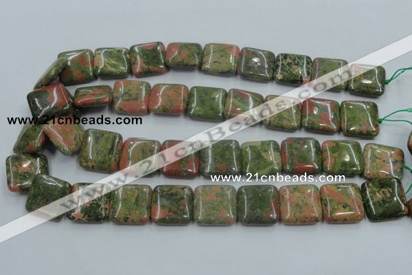 CUG60 16 inches 20*20mm square natural unakite gemstone beads wholesale