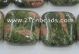 CUG61 16 inches 25*25mm square natural unakite gemstone beads wholesale