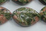 CUG64 16 inches 22*30mm twisted leaf natural unakite beads wholesale