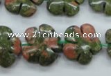 CUG74 15.5 inches 20mm carved flower unakite gemstone beads