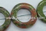 CUG76 15.5 inches 30mm donut unakite gemstone beads wholesale