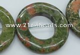 CUG77 15.5 inches 40mm donut unakite gemstone beads wholesale