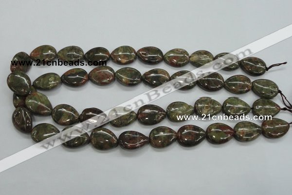 CUJ04 15.5 inches 15*20mm flat teardrop autumn jasper gemstone beads