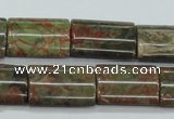 CUJ08 15.5 inches 15*20mm flat tube autumn jasper gemstone beads