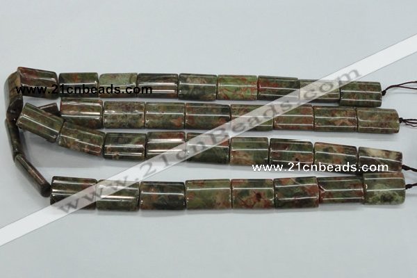 CUJ08 15.5 inches 15*20mm flat tube autumn jasper gemstone beads