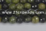 CUJ100 15.5 inches 4mm faceted round African green autumn jasper beads