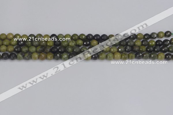 CUJ100 15.5 inches 4mm faceted round African green autumn jasper beads