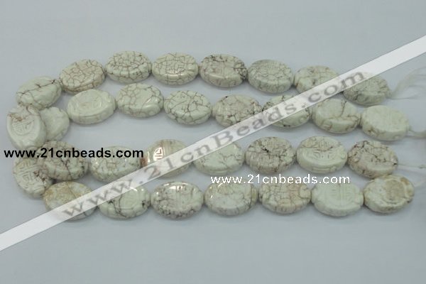 CWB01 15.5 inches 18*25mm carved oval natural white howlite gemstone beads