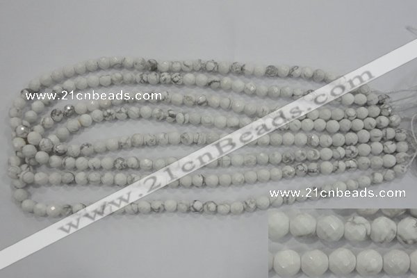 CWB211 15.5 inches 6mm faceted round natural white howlite beads